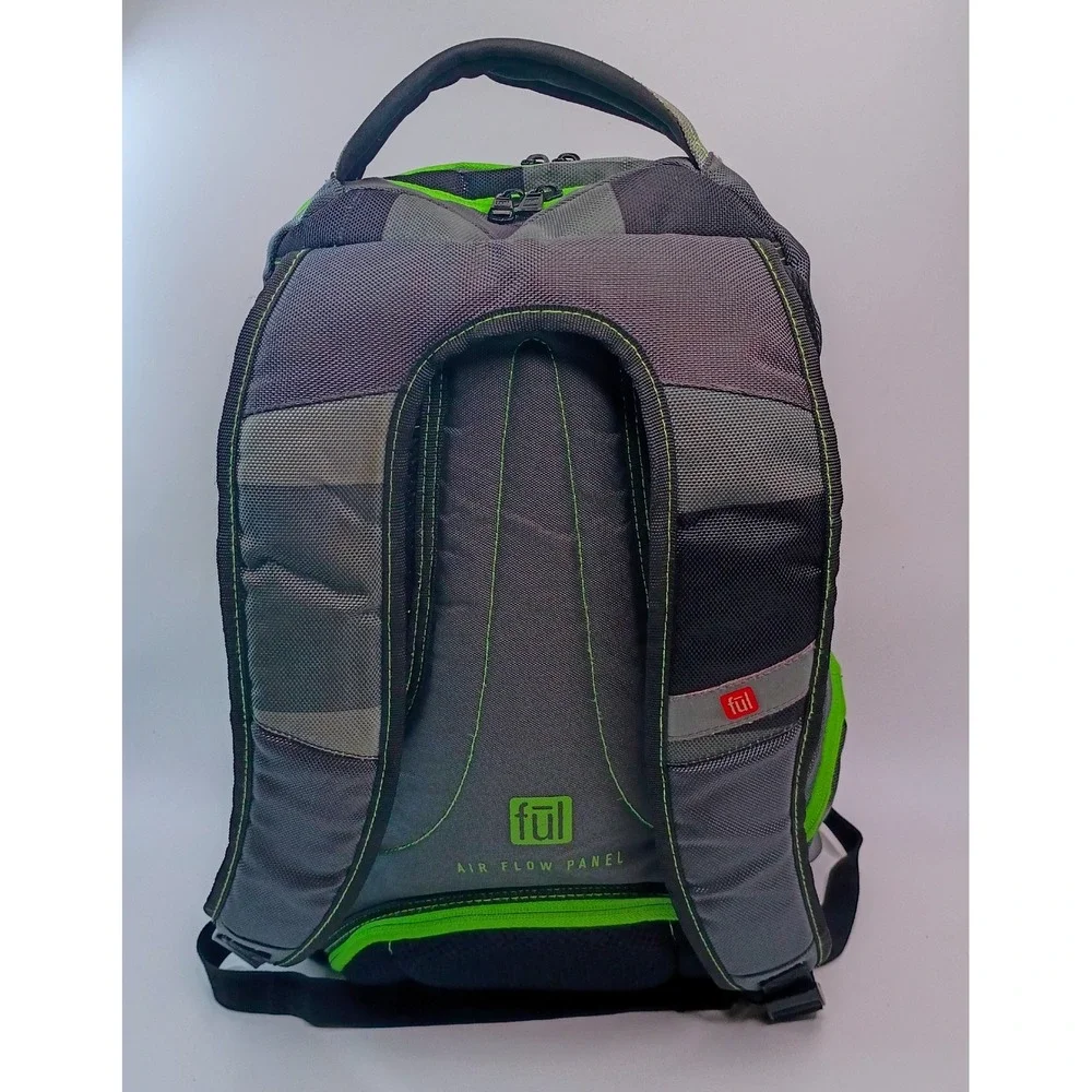 Ful Laptop Backpack Grey Lime Green Multi-Compartment Air‎ Flow Panel Travel Bag